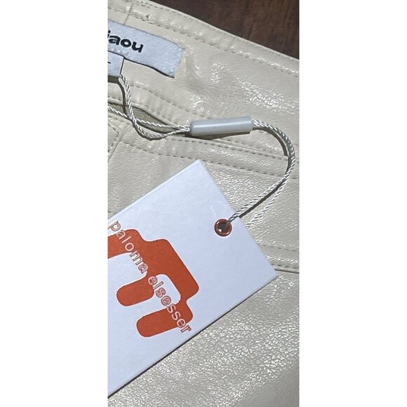 Miaou Junior Faux Leather Pant in Creme Small New Womens Vegan Trousers - Picture 8 of 13